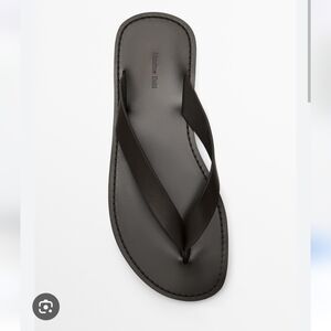 Massimo Dutti Brown Leather Flip Flops